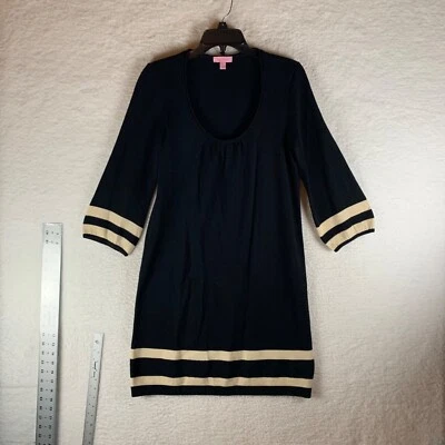 Vestido Suéter Lilly Pulitzer Para Mujer Negro Connie Rayas Lana Merino Talla M 9196 Foto 1 de 4