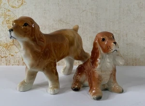 Pair Vintage Cocker Spaniel Ceramic Glazed Dog Figurines - Picture 1 of 14