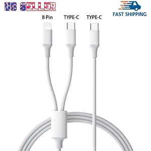 2 in 1 USB-C to iPhone Fast Charging Cable For iPhone 15 14 13 12 11 Plus/ProMax - Picture 1 of 12