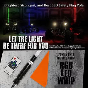 Tubo de escarcha RGB 60" 550 látigo de luz LED liberación rápida control remoto todoterreno 1 pieza (A) - Imagen 1 de 7