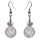 Boucles d'oreilles pendantes Nacre plate grise perles verre à facettes en verre 