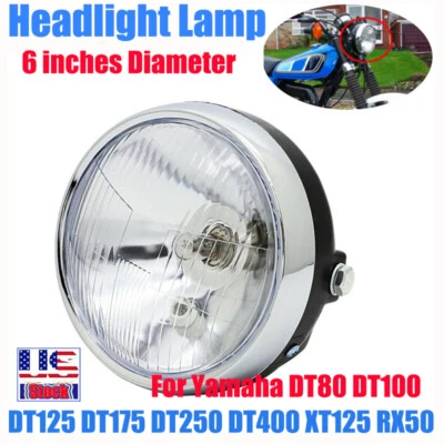 For Yamaha DT80 DT100 DT125 DT175 DT250 DT400 XT125 RX50 Enduro Headlight Lamp - Изображение 1 из 4