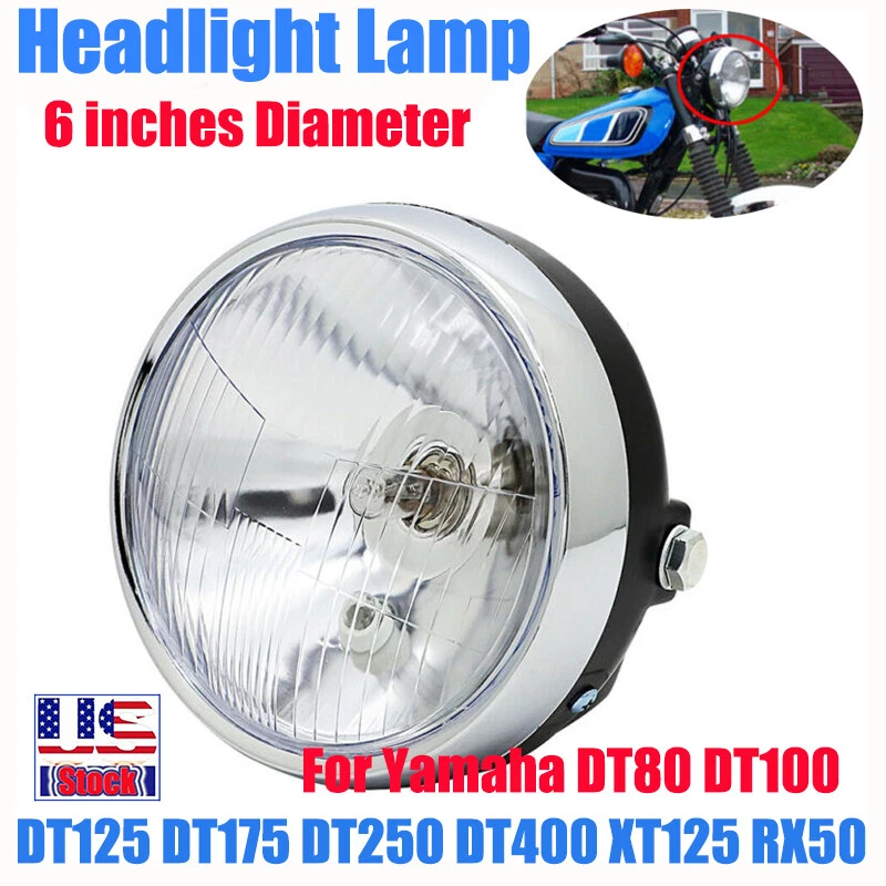 Lámpara de faro de enduro para Yamaha DT80 DT100 DT125 DT175 DT250 DT400 XT125 RX50 Foto 1 de 4