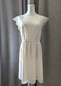 H&M Kleid Damen 10 Medium Creme Transparent Elegant Elfenbein Knielang Neu mit Etikett - Bild 1 von 10