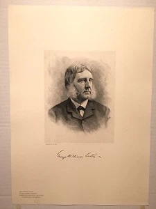 Antique 1897 George William Curtis, American Writer Engraving Portrait Print - Picture 1 of 5