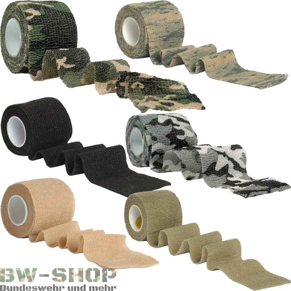 MILITÄR KLEBEBAND ADHESIV ARMY TARNBAND TAPE BW GEWEBEBAND CAMO & UNI 5cm x 4,5m