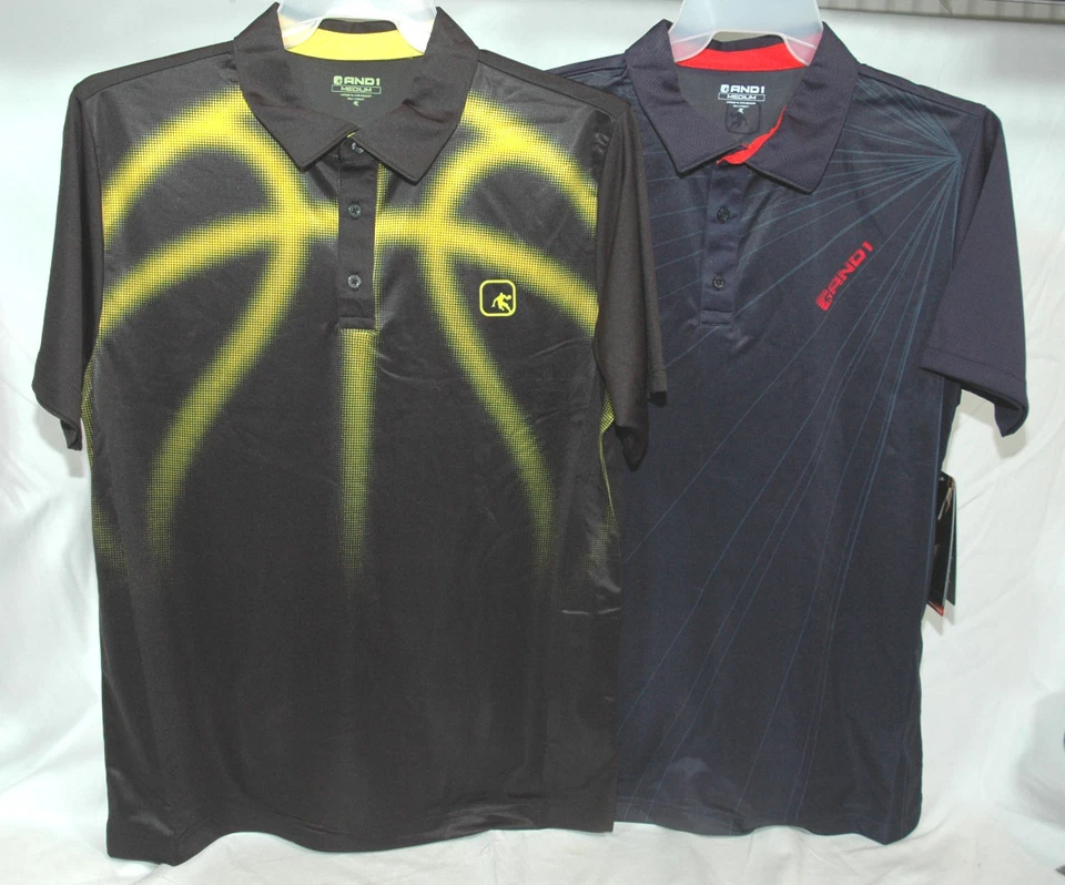 And1 Performance Polo Shirt Basketball Golf Black or Navy Blue S M L XL or  2XL  - Image 1 of 1