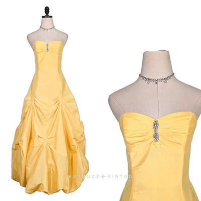 Maxi Vestido de Baile de graduación Mcclintock Vintage 4 Amarillo Hada Princesa Belle 90S Foto 1 de 4