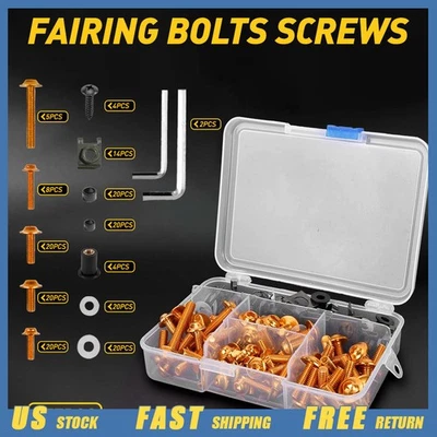 Juego de 177 piezas de tornillos dorados para carrocería pernos carenado Yamaha acero para Suzuki Honda E Foto 1 de 4