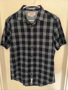 Men’s Penguin By Munsingwear Blue Plaid Short Sleeve Button Up Shirt Size S Logo - Picture 1 of 5