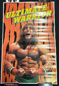 Vintage 1989 WWF Ultimate Warrior Poster Live Event Catalog WWE Hellwig 32"x21" - Picture 1 of 13