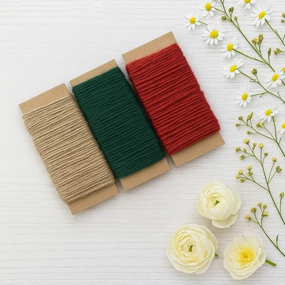 Christmas Jute Twine Green Red Natural Burlap Parcel Wrapping String - Image 1 of 4