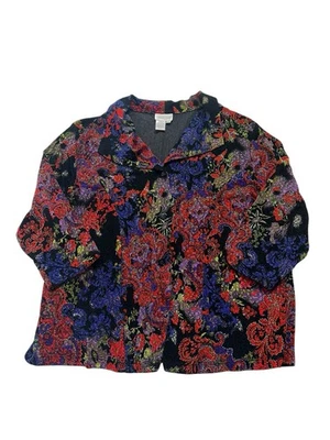 Coldwater Creek Mujer’s 2X Chaqueta de Vestir Ligera Botón Frontal Texturizada Asiática Foto 1 de 4