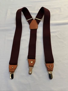 Gillmons Borgoña Tirantes Hombres Clip Dorado En Y Espalda Formal Ajustable Elástico - Imagen 1 de 5