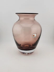 Vtg Blenko Glass Vase Purple Amethyst Hand Blown Glass Mid-Century Decor 7.5” - Picture 1 of 13