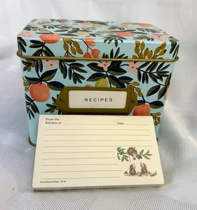 Rifle Paper Co Tin Metal Recipe Box Citrus Floral With Vintage Cards A18 - Picture 1 of 18