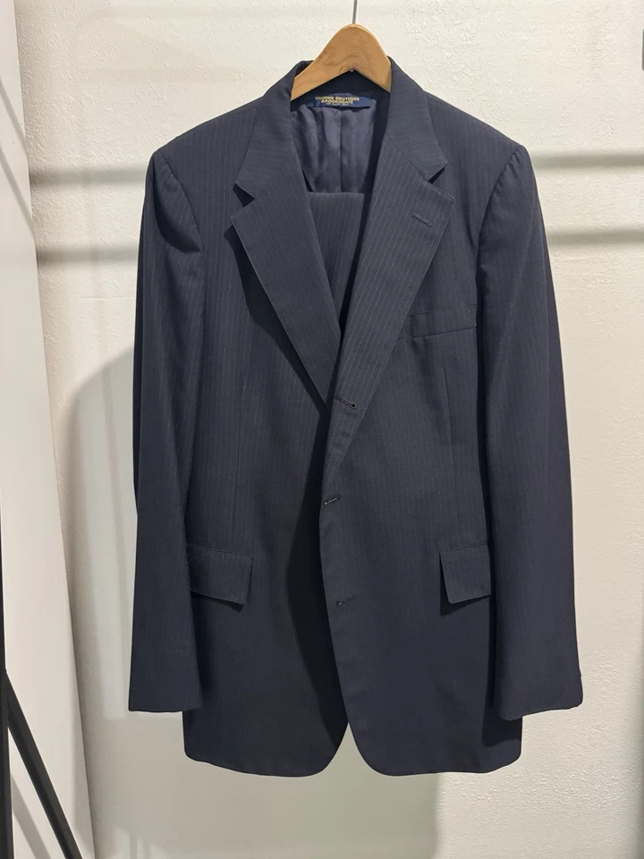 Men’s Navy Pinstripe Brooks Brothers "Brooks Gate" Suit 3 Roll 1 40L - Image 1 of 4