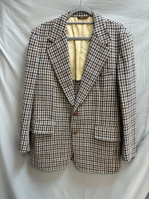 Blazer Abrigo Deportivo John Weitz Hecho en Unión De Colección 2 Botones de Cuero Lana Tweed 42 Reg** Foto 1 de 4