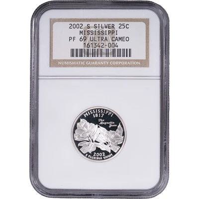 2002-S Silver Mississippi State Quarter - Proof ~ NGC PF 69 ULTRA CAMEO - Image 1 of 2