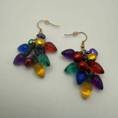 "Pendientes de vacaciones colgantes luces de árbol de Navidad campanas de trineo fiesta colorida 2""" Foto 1 de 4