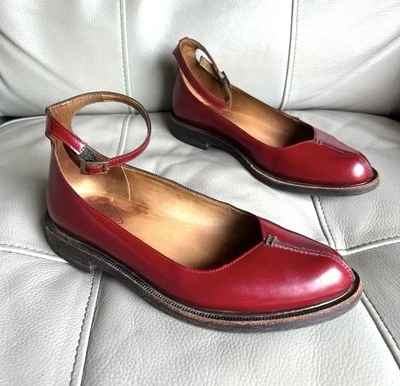 JOHN FLUEVOG Jen Rojo Cereza Correa al Tobillo Mary Jane Talla 6 Zapatos de Cuero Ropa Foto 1 de 4