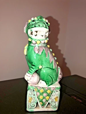 Estátua de cachorro Foo antiga do século XIX porcelana chinesa Fu Lion Guardian 6" - Imagem 1 de 4