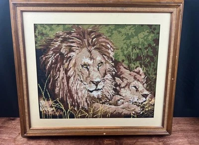 Majestic Lions By Conn Baker Gibney And Dimensions Vintage Needlepoint Completed - Image 1 of 4