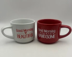 Couple Mugs Good Morning Beautiful & Good Morning Handsome Coffee Cup Set - Picture 1 of 10