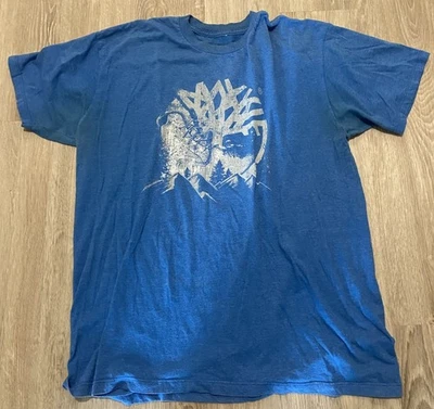 Camiseta Timberland Azul Gráfico Marca Montañas y Bota - Hombre’s Extra Grande XL Foto 1 de 4