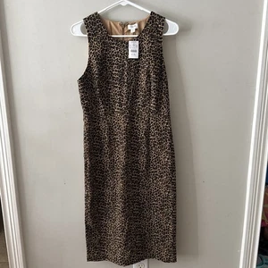 NWT New J Crew Factory Leopard Print Sheath Dress Size 4 Sleeveless Career - Picture 1 of 9