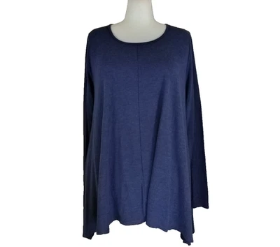 Fresh Produce Mujer 1X Top Punto Azul Cuello Redondo Manga Larga Túnica Elástica Foto 1 de 4