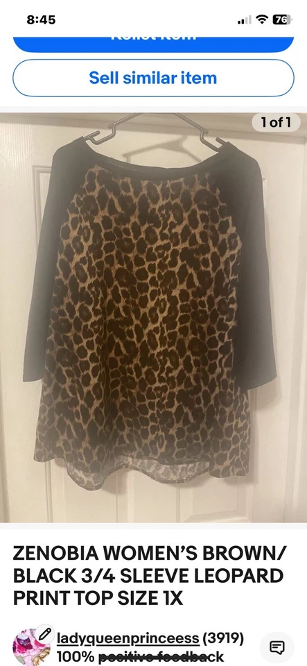 TOP MUJER ZENOBIA MARRÓN ESTAMPADO LEOPARDO MANGA 3/4 TALLA 1X Foto 1 de 1