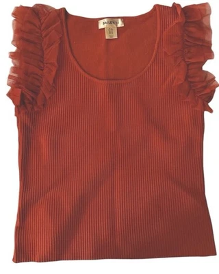 Camiseta sin mangas Bailey 44 manga con volantes tejido M nueva con etiquetas manga gorra óxido terracota nueva sin etiquetas Foto 1 de 4