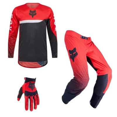 Fox MX Combo Hose Shirt Flexair FRACTURE rot Motocross Set Dirtpaw Handschu - Bild 1 von 4
