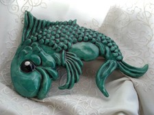 Vintage, 50s-60s Ceramic Jazzy Fish Wall Art Bath Decor 10" x 7"