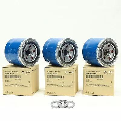 Filtro de aceite de motor GENUINO 3 piezas + junta de enchufe para Hyundai Kia ✅✅ 2630035505 ✅✅ Foto 1 de 4