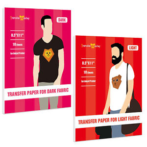 20 Printable HTV Vinyl Sheet DARK LIGHT T-shirt Heat Transfer Paper for Inkjet 