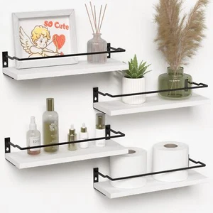 White Bathroom Shelves Small Floating Wall Shelf for Bathroom Decor Wall Moun... - Picture 1 of 7