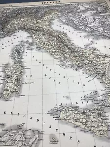 Mapa antiguo pared plegada 1873 lengua alemana Italia Córcega histórico siglo XIX - Imagen 1 de 24