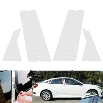 Juego de 6 postes de pilar plateados para puerta ventana lateral cubierta apta para Honda Civic 2016-21 Foto 1 de 4