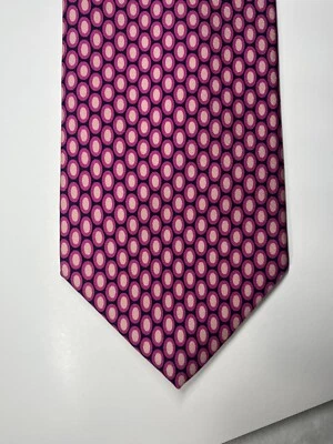 Corbata geométrica BROOKS BROTHERS para hombre 100 % seda rosa hecha en EE. UU. 57,5” Foto 1 de 4