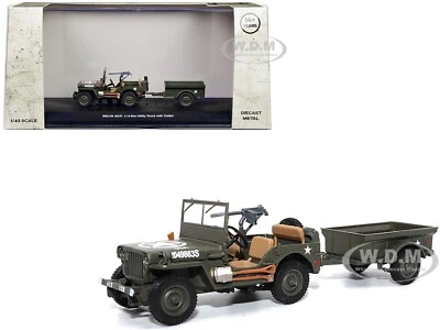 WILLYS JEEP CAMINHÃO UTILITÁRIO 1/4 TONELADA COM REBOQUE "EXÉRCITO DOS EUA" 1/43 POR MILITARIA 23200-44 - Imagem 1 de 4