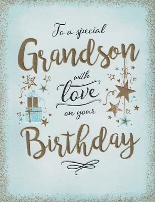 PICCADILLY GRANDSON BIRTHDAY GREETING CARD 7"X5.5" WITH LOVE ON YOUR BIRTHDAY