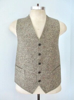 De Colección Años 60 70 Verde Rojo Dorado Lana Moteada Tweed Chaleco Traje Chaleco Bolsillos S Foto 1 de 4