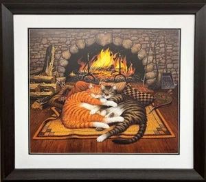 Charles Wysocki "All Burned Out" gerahmte Katzenkunst handsigniert & # Litho NEU - Bild 1 von 6