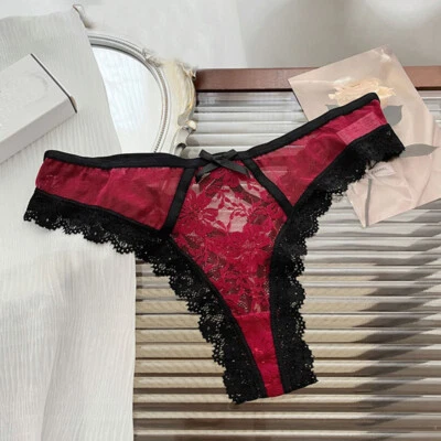 Tanga de encaje japonesa para mujer bragas en T ropa interior sexy cintura baja moño bragas Foto 1 de 4
