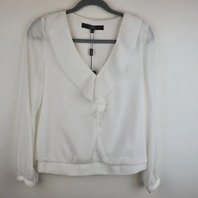 Star Julien Macdonald Womens Ladies Blouse Top Size 10 White Long Sleeve V-neck - Image 1 of 4