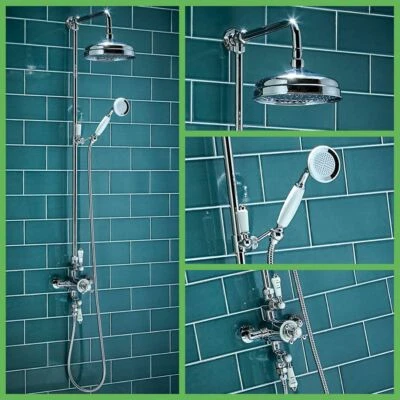 DIY BATHROOM STORE Traditional Shower Dual Exposed Chrome Thermostatic Shower Mixer Valve