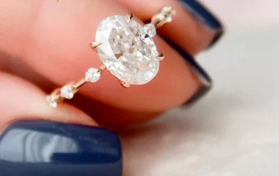 Anel solitário de zircão anel de noivado art déco presente de casamento anel de prata 925 - Imagem 1 de 3