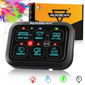 AUXBEAM RA60 6 Gang RGB Switch Panel 12V/24V Relay System Marine Boat ATV UTV - Picture 1 of 12